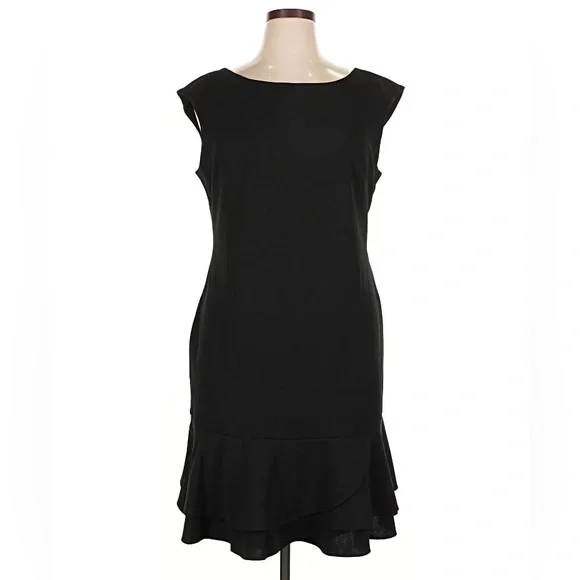 Adrianna Papell Size 18 NWT Black Midi Plus size Dress Cocktail Work Sleeveless - Picture 1 of 8